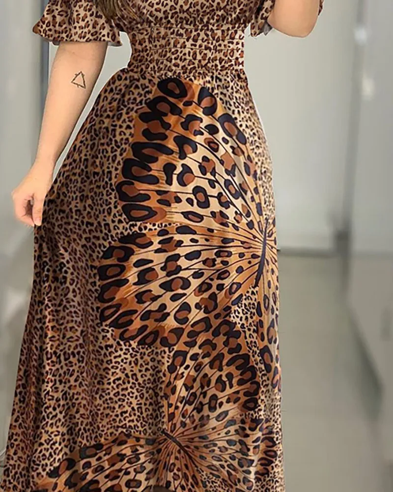 European and American butterfly print dress, leopard print, one-shoulder waist and big hem evening dress with lotus leaf sleeves
European and American butterfly print dress, leopard print, one-shoulder waist and big hem evening dress with lotus leaf sleeves