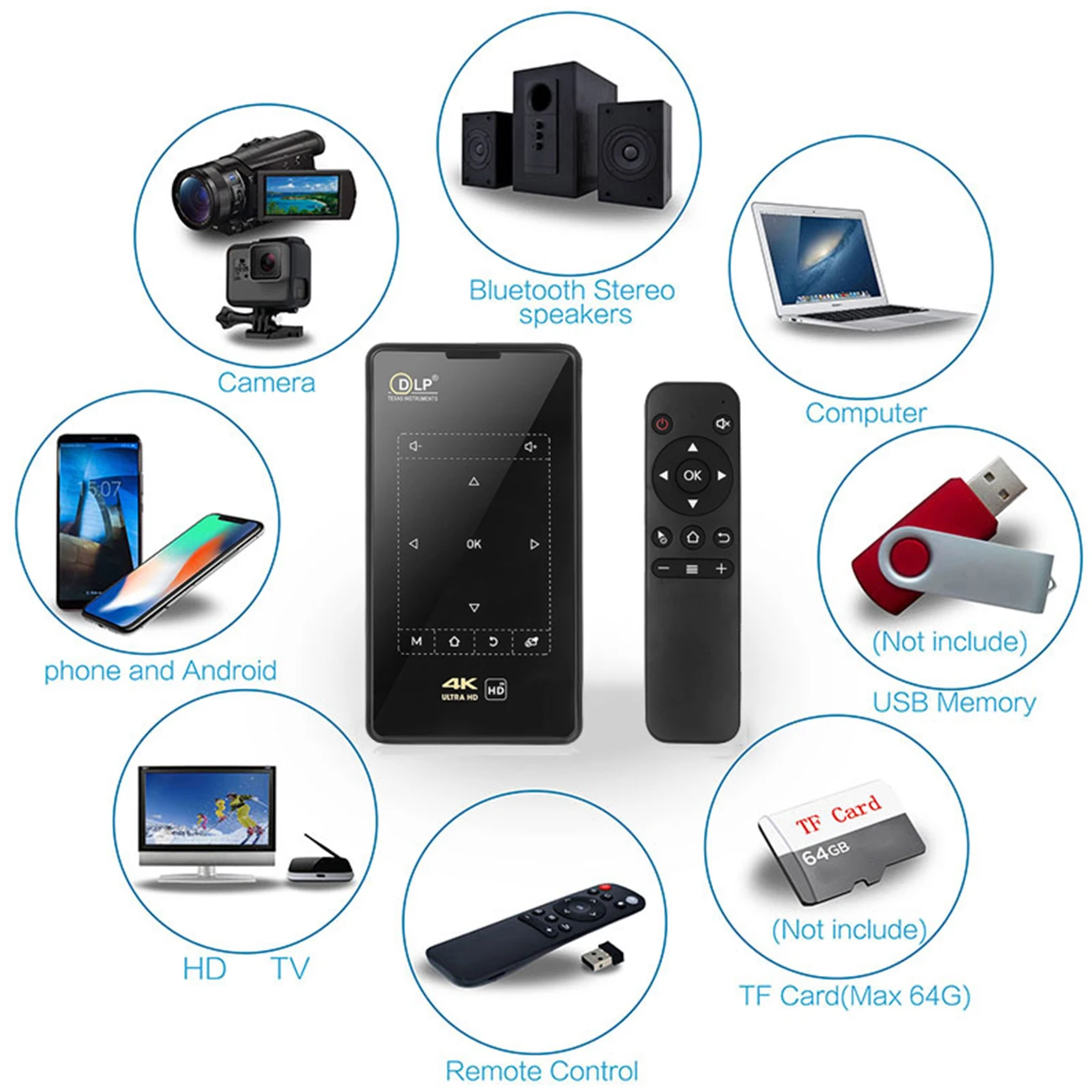 CSQ DLP P09 II 8G Mini 4K Projector Android 6.0 HDMI-Compatible USB Projector 2.4G 5G Wifi Bluetooth 4.1 Home Cinema Projector
CSQ DLP P09 II 8G Mini 4K Projector Android 6.0 HDMI-Compatible USB Projector 2.4G 5G Wifi Bluetooth 4.1 Home Cinema Projector