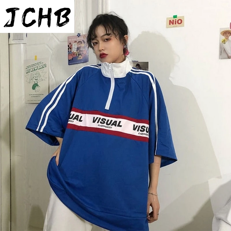 2021 Half-sleeve Harajuku Bf Style Women Tops New Spring t Shirt Letter Printing Zipper Turtleneck Clothes Student Polo Shirt
2021 Half-sleeve Harajuku Bf Style Women Tops New Spring t Shirt Letter Printing Zipper Turtleneck Clothes Student Polo Shirt