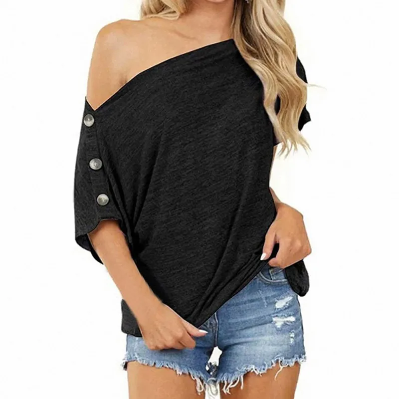 European And American 2021 Summer Women's T-Shirts Button Short Sleeved Tee Shirt Female Crop Top Ladies Shirt
European And American 2021 Summer Women's T-Shirts Button Short Sleeved Tee Shirt Female Crop Top Ladies Shirt