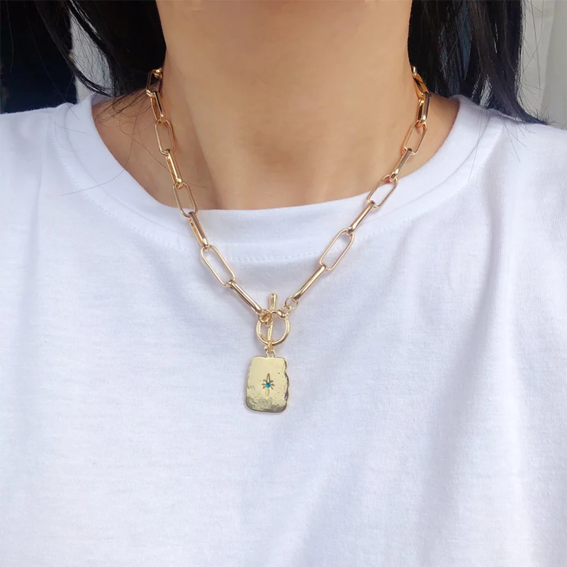 1PCS New Punk Gold Link Chains with Geometric Pendant Crystal Charming Necklace for Women Female Party Wedding Gold Necklace
1PCS New Punk Gold Link Chains with Geometric Pendant Crystal Charming Necklace for Women Female Party Wedding Gold Necklace
