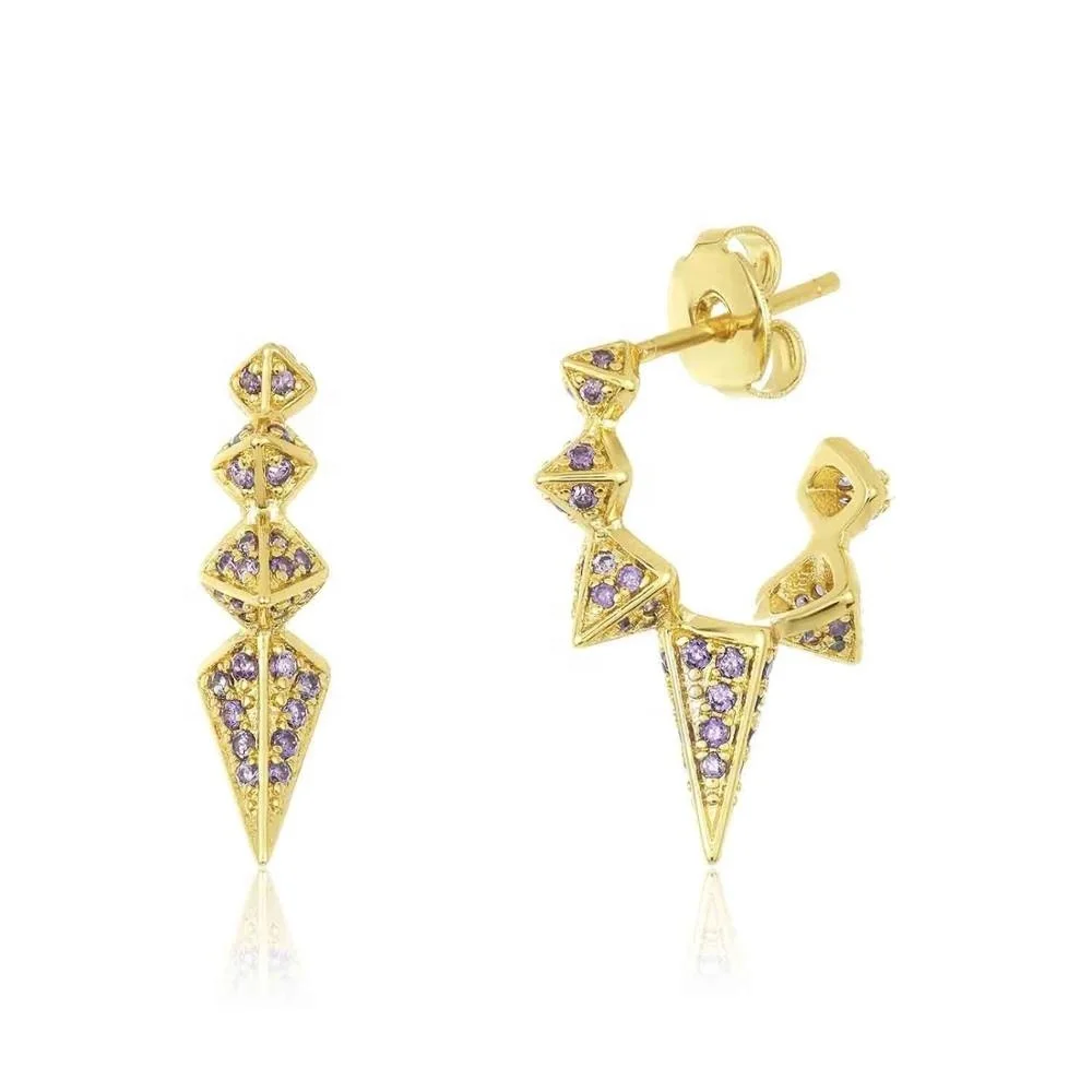 Original Brand Unique Hiphop Pave Cubic Zircon Medium Spike Hoop Earring Silver 925
Original Brand Unique Hiphop Pave Cubic Zircon Medium Spike Hoop Earring Silver 925