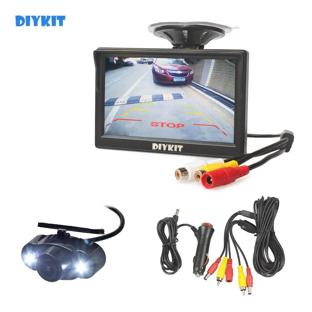 DIYKIT 5 дюймовый ЖК дисплей Автомобильный монитор заднего вида с светодиодный