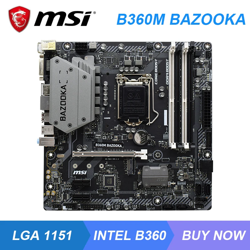 

MSI B360M BAZOOKA B360 Mining Motherboard LGA 1151 Processor Core i7 9700KF i9 9900KF DDR4 64GB M.2 SATA3 PCI-E 3.0 HDMI USB 3.1