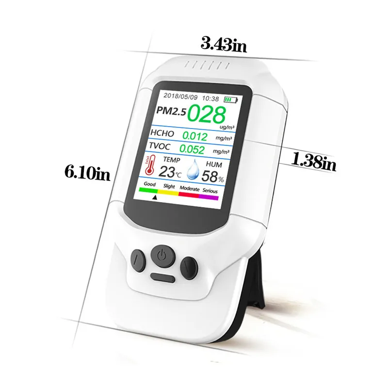 PM2.5 TVOC Air Quality Monitor Formaldehyde Detector Temperature & Humidity Meter Sensor Tester Testing Tester Gas Detector
PM2.5 TVOC Air Quality Monitor Formaldehyde Detector Temperature & Humidity Meter Sensor Tester Testing Tester Gas Detector