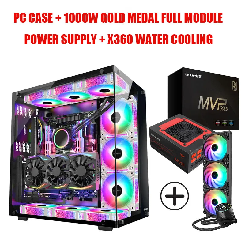 Desktop Assembled Computer Mainframe ATX Motherboard Gaming Tempered Glass Case/Dual 360 Water Cooling PC DIY Case
Desktop Assembled Computer Mainframe ATX Motherboard Gaming Tempered Glass Case/Dual 360 Water Cooling PC DIY Case