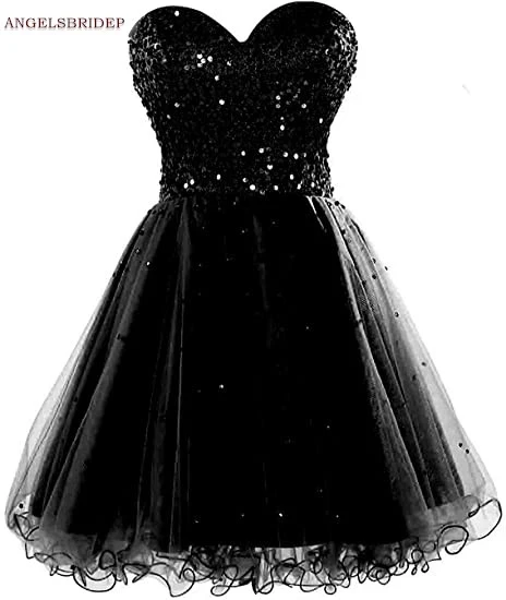 

ANGELSBRIDEP Sweetheart Short Homecoming Dresses Party Gowns Junior Bling Bling Sequined Tulle Graduation Gowns Hot Sale