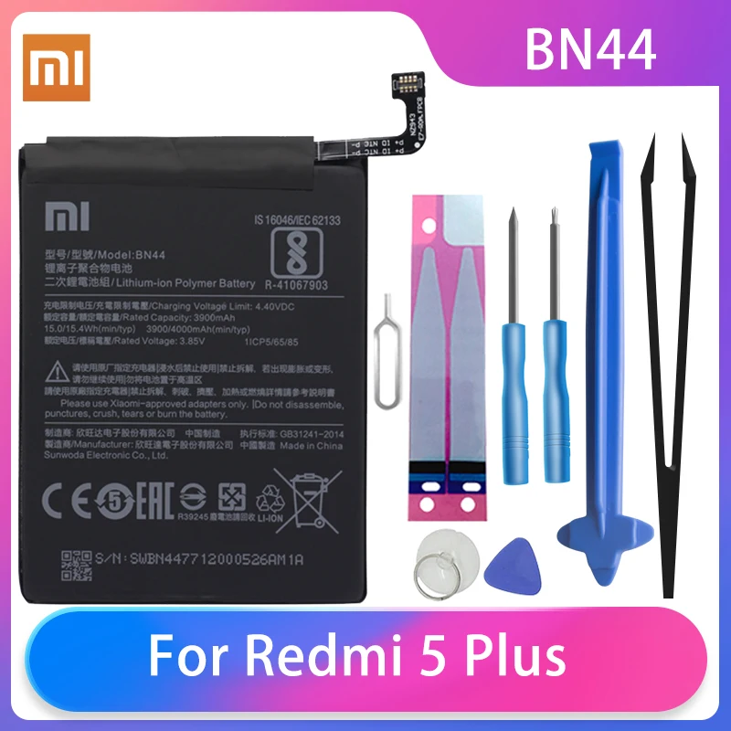 Оригинальный аккумулятор для телефона Xiaomi Redmi 5 Plus, аккумулятор BN44 большой емкости, аккумулятор для телефона Xiaomi 3900 мАч, бесплатные инструменты, аккумулятор для телефона
Оригинальный аккумулятор для телефона Xiaomi Redmi 5 Plus, аккумулятор BN44 большой емкости, аккумулятор для телефона Xiaomi 3900 мАч, бесплатные инструменты, аккумулятор для телефона