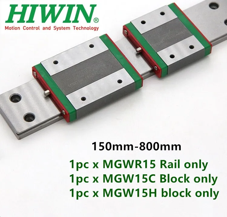 Hiwin Линейная направляющая MGW15 150 200 250 300 330 350 400 450 500 550 мм MGWR15 рельсовая каретка MGW15C