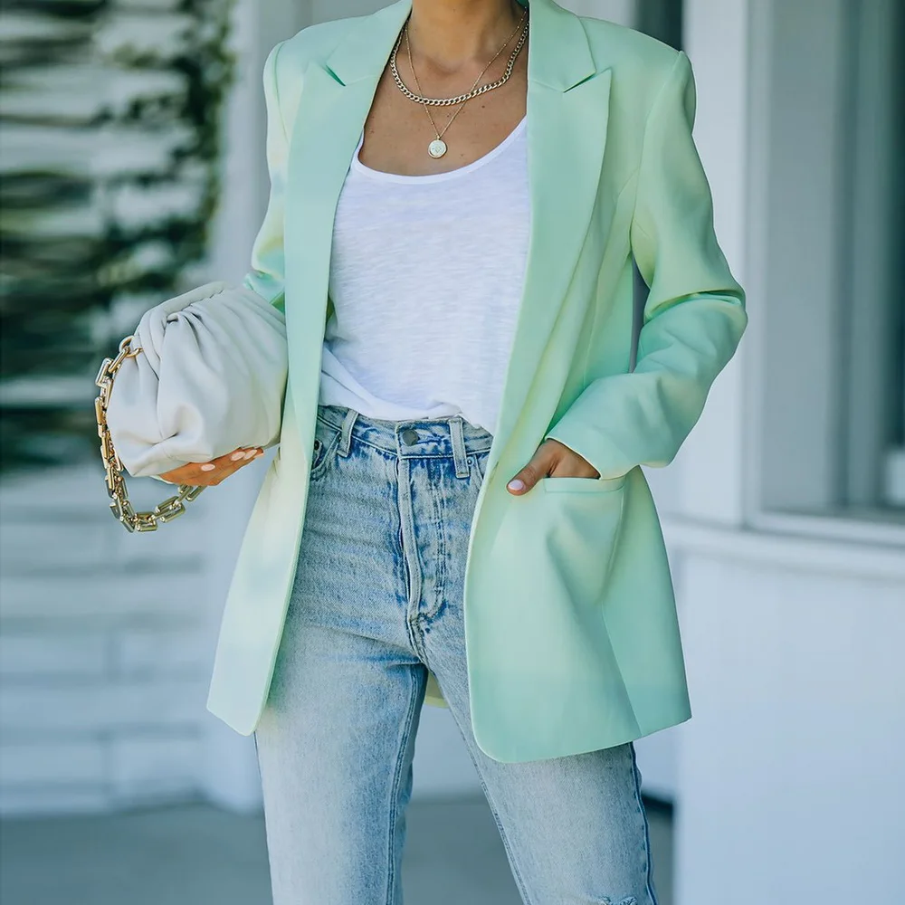 Laamei Chic Loose Women Blazer 2021 Autumn Office Ladies Business Suit Full Sleeve Blazer Jackets Female Outwear Blaser Coat 
Laamei Chic Loose Women Blazer 2021 Autumn Office Ladies Business Suit Full Sleeve Blazer Jackets Female Outwear Blaser Coat