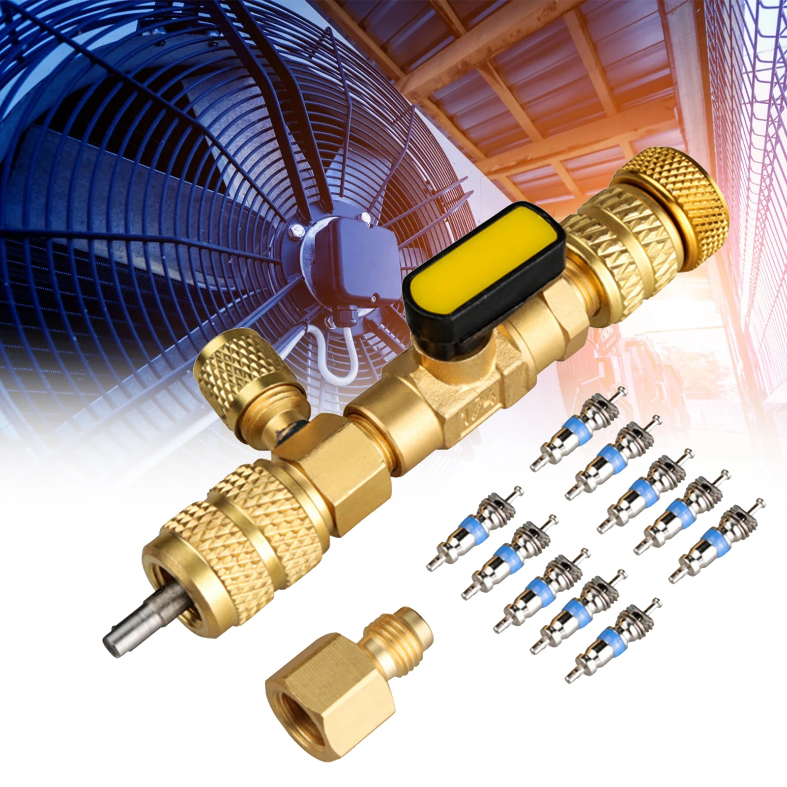 HVAC Valve Core Remover Installation Tool Dual 1/4'' and 5/16'' Port with 10 Cores Air Condition Refrigeration Tools 
HVAC Valve Core Remover Installation Tool Dual 1/4'' and 5/16'' Port with 10 Cores Air Condition Refrigeration Tools