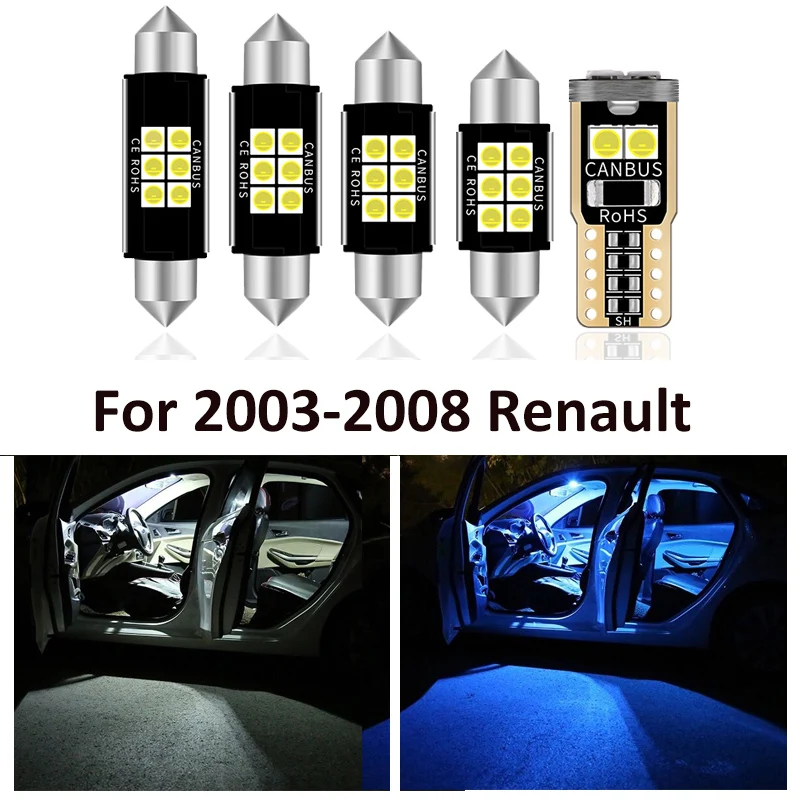 

10pcs Canbus Error Free LED Bulbs Reading Dome Trunk Light Interior Kit For 2003-2008 Renault Megane II 2 MK2 License Plate Lamp