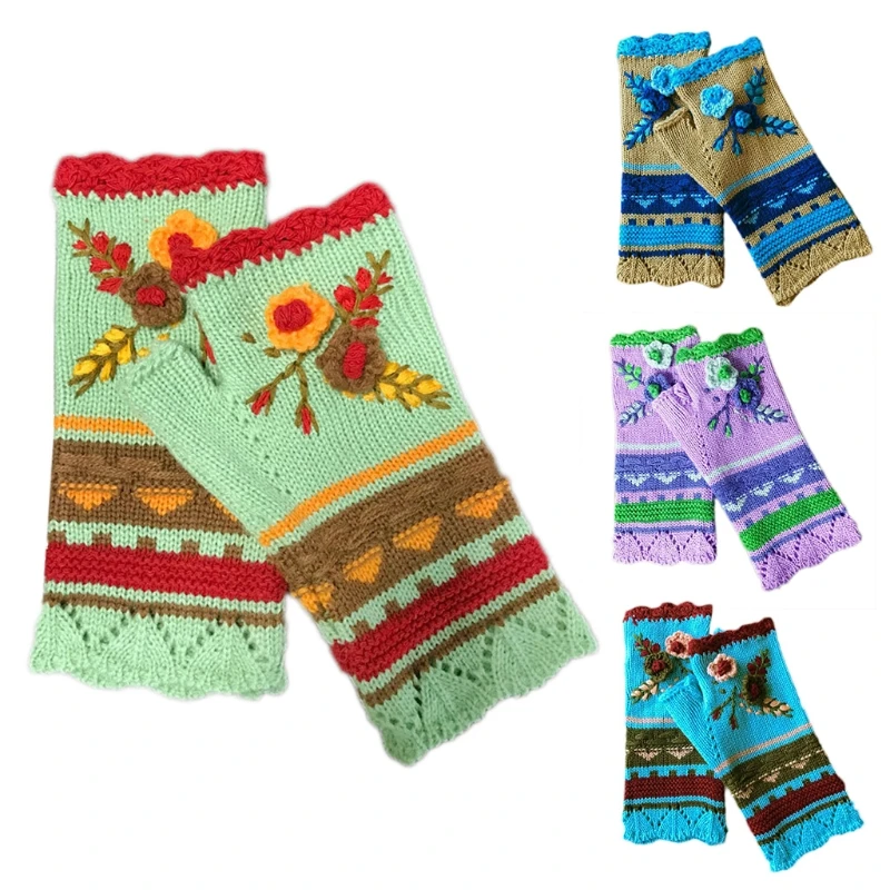 Women Winter Knit Fingerless Gloves Multicolor Crochet Floral Thumbhole Mittens N58F
Women Winter Knit Fingerless Gloves Multicolor Crochet Floral Thumbhole Mittens N58F