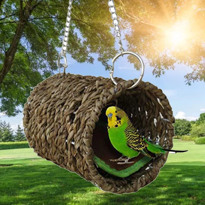 Bird Nest Bed Grass Tunnel Hammock Hanging Pet Cage Ornament Decoration 
Bird Nest Bed Grass Tunnel Hammock Hanging Pet Cage Ornament Decoration