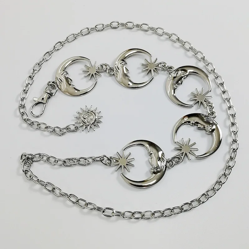 Hot Fashion Punk Moon Sun Metal Belt Women Vintage High Waist Chain Waist Belts Gothic Sliver Pendant Belts Female Best Gift
Hot Fashion Punk Moon Sun Metal Belt Women Vintage High Waist Chain Waist Belts Gothic Sliver Pendant Belts Female Best Gift