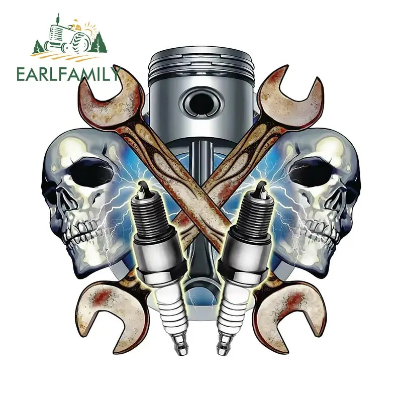 EARLFAMILY 13 см x 12,6 см механические черепа и Свеча зажигания Настенная Наклейка 3D металлический дизайн автомобильные наклейки для окна бампера багажника JDM
EARLFAMILY 13 см x 12,6 см механические черепа и Свеча зажигания Настенная Наклейка 3D металлический дизайн автомобильные наклейки для окна бампера багажника JDM