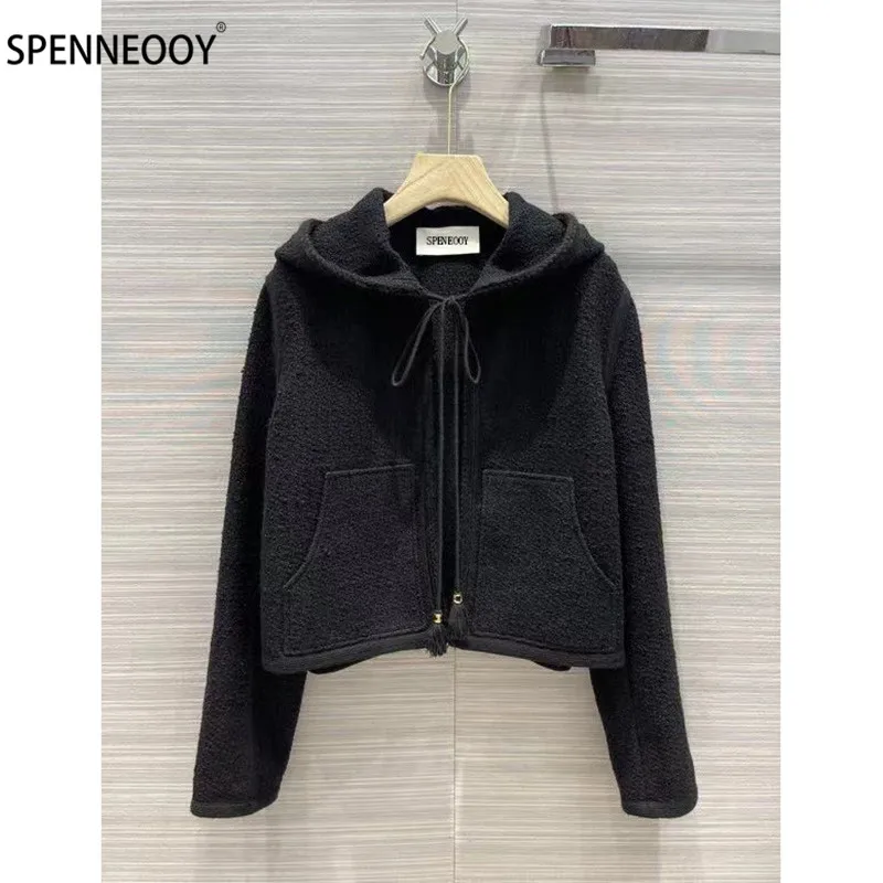 Женское твидовое пальто с капюшоном SPENNEOOY, Черное Трикотажное пальто с длинным рукавом, верхняя одежда, осень-зима
Женское твидовое пальто с капюшоном SPENNEOOY, Черное Трикотажное пальто с длинным рукавом, верхняя одежда, осень-зима