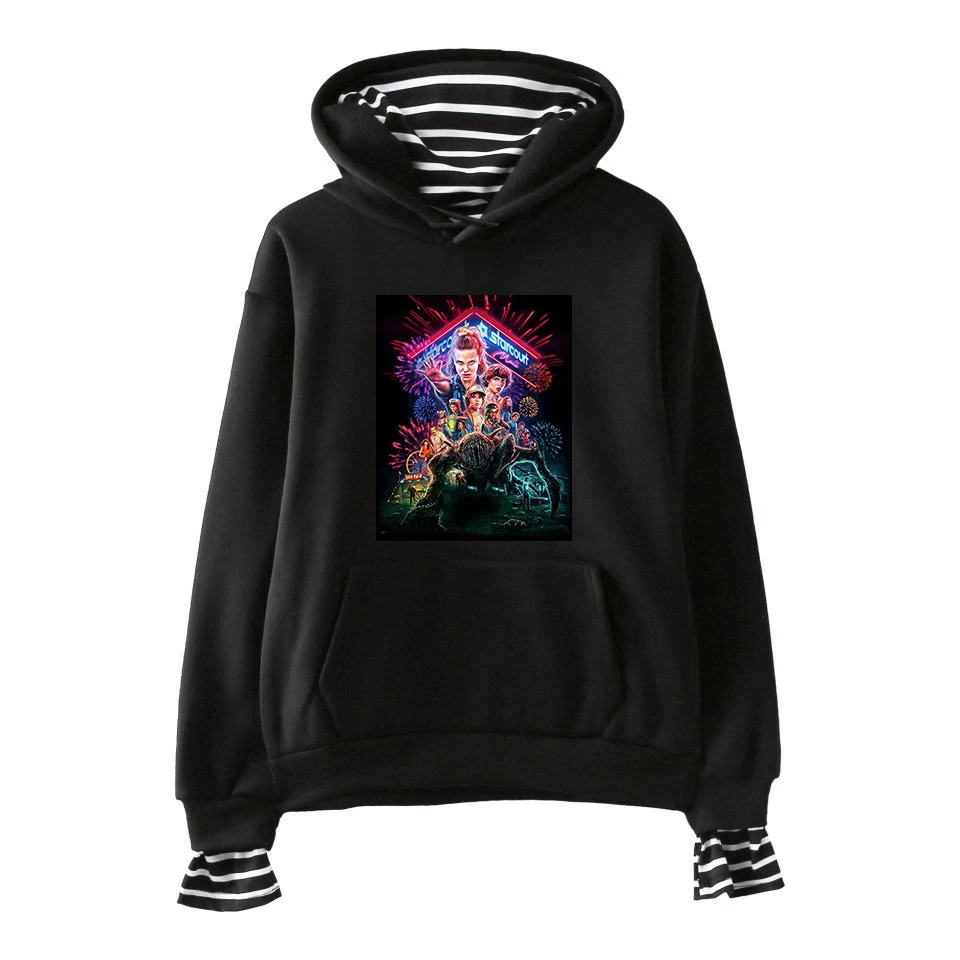 Hot clothing Stranger Things Hoodies Women Trendy Popular Stripes Female Fake Two-piece Sweatshirt Females Clothing
Hot clothing Stranger Things Hoodies Women Trendy Popular Stripes Female Fake Two-piece Sweatshirt Females Clothing