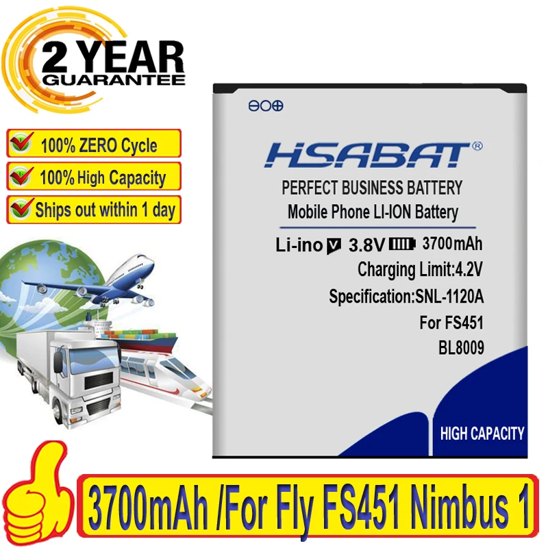 HSABAT Топ бренд 100% новый 3700mAh BL8009 Аккумулятор для Fly FS451 Nimbus 1|battery for|battery for flybatteries