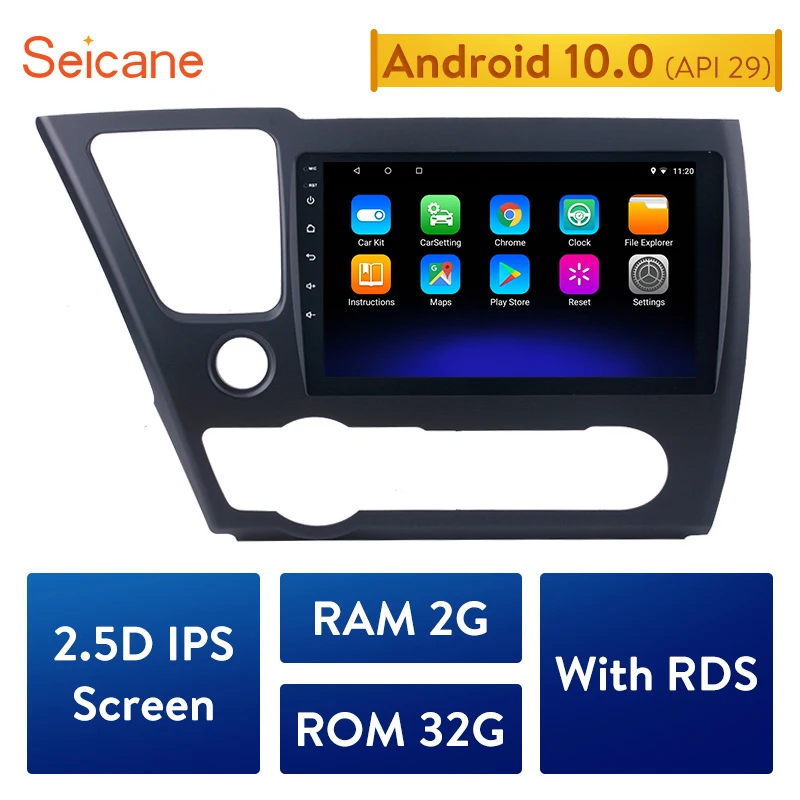Seicane For 2014 2015 2016 2017 HONDA CIVIC auto stereo unit multimedia 9" Quad-core Android 10.0 HD Touchscreen GPS Navigation
Seicane For 2014 2015 2016 2017 HONDA CIVIC auto stereo unit multimedia 9" Quad-core Android 10.0 HD Touchscreen GPS Navigation