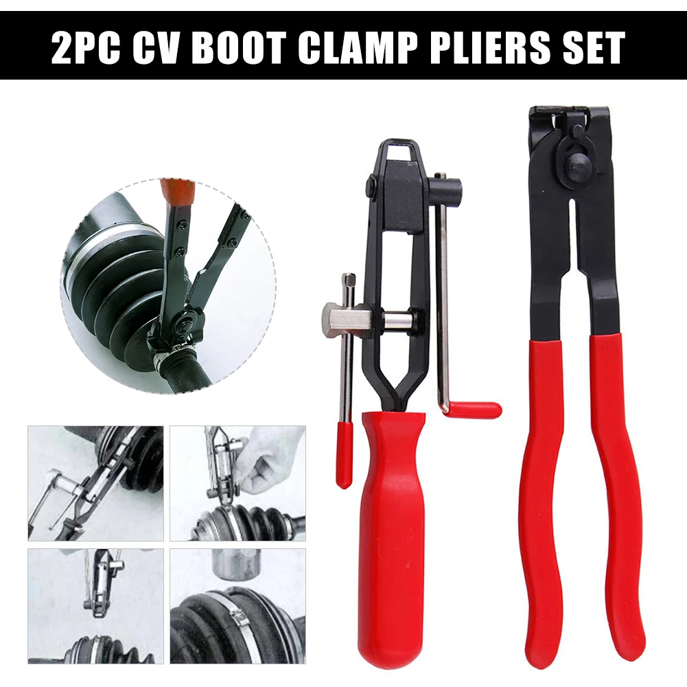 2pcs/set CV Joint Clamp Banding Install Tool Ear Type Boot Clamp Pliers Metal Hand Tool Red+Black CV Boot Clamp Pliers Hand Tool
2pcs/set CV Joint Clamp Banding Install Tool Ear Type Boot Clamp Pliers Metal Hand Tool Red+Black CV Boot Clamp Pliers Hand Tool