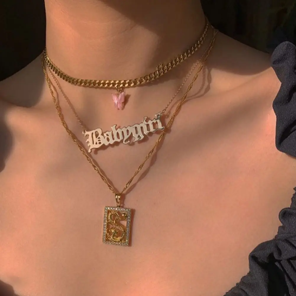 Punk Golden Multilayer Butterfly Crystal Dragon Charms Necklace For Women Babygirl Letters Pendants Clavicle Chain Gifts Jewelry
Punk Golden Multilayer Butterfly Crystal Dragon Charms Necklace For Women Babygirl Letters Pendants Clavicle Chain Gifts Jewelry