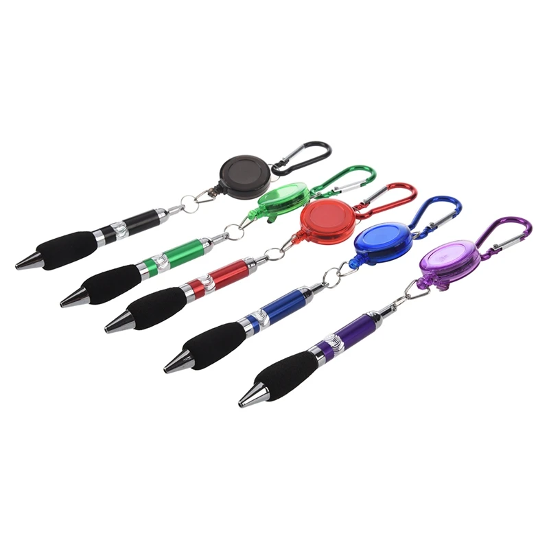 5 pcs Retractable badge reel belt clip and carabiner pen.
5 pcs Retractable badge reel belt clip and carabiner pen.