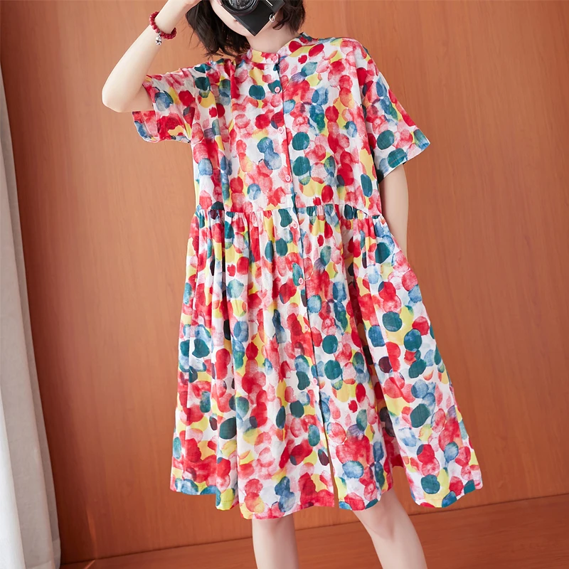2021 New Plus Size Summer Women Blouse Shirt Dress Beach Sundress Lady Print Dot Vestidos Cotton Casual Loose Cardigan Clothing
2021 New Plus Size Summer Women Blouse Shirt Dress Beach Sundress Lady Print Dot Vestidos Cotton Casual Loose Cardigan Clothing