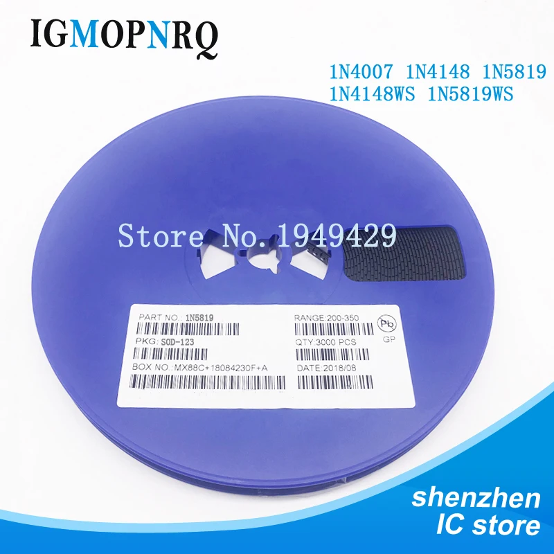Диод SMD 3000 SOD-0805 1N5819 1N4148 1N4007 SOD123 SOD-123 323 1N4148WS 1N5819WS B5819WS SOD323, 1206 шт.
Диод SMD 3000 SOD-0805 1N5819 1N4148 1N4007 SOD123 SOD-123 323 1N4148WS 1N5819WS B5819WS SOD323, 1206 шт.