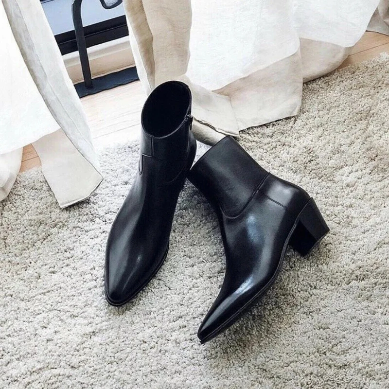 Pointed Men Classic Black Zipper High Ankle Western Boots PU Leather أحذية الرجال мужские сапоги Bottes Pour Hommes KS561
Pointed Men Classic Black Zipper High Ankle Western Boots PU Leather أحذية الرجال мужские сапоги Bottes Pour Hommes KS561