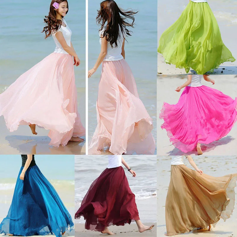 Summer Mesh Long Skirt Voile Women Boho Double Layer Maxi Dress Chiffon Long Sundress Summer Lady Beach Chiffon Solid Skirt
Summer Mesh Long Skirt Voile Women Boho Double Layer Maxi Dress Chiffon Long Sundress Summer Lady Beach Chiffon Solid Skirt