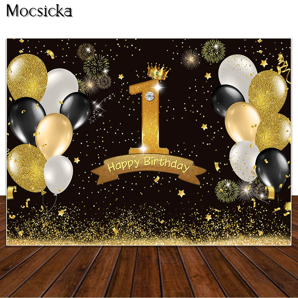 MOCSICKA Kids 1st Birthday Party Decorations Backdrop Glitter Golden Fireworks Black White Balloon Photography Background Banner
MOCSICKA Kids 1st Birthday Party Decorations Backdrop Glitter Golden Fireworks Black White Balloon Photography Background Banner