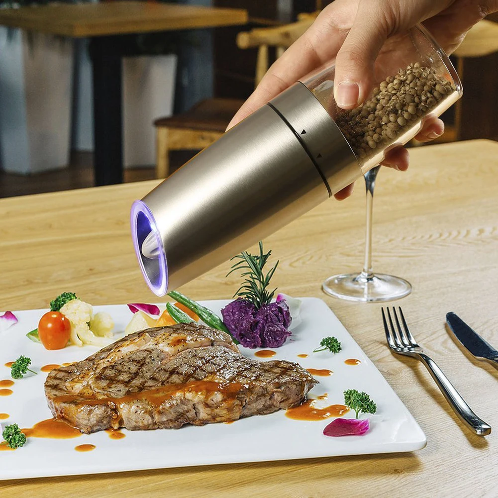 Gravity Electric Salt and Pepper Grinder Automatic Pepper and Salt Mill Grinder Porcelain Grinding Core Mill for Kitchen Tools
Gravity Electric Salt and Pepper Grinder Automatic Pepper and Salt Mill Grinder Porcelain Grinding Core Mill for Kitchen Tools