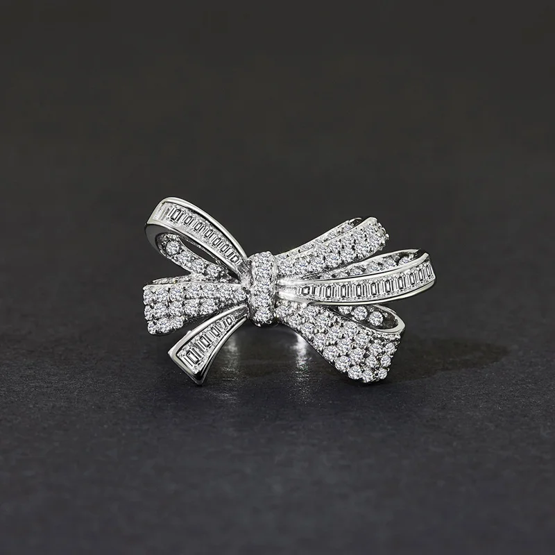 COSYA 100% 925 Sterling Silver Bowknot High Carbon Diamond Sparkling Rings For Women Engagement Cocktail Party Fine Jewelry Gift
COSYA 100% 925 Sterling Silver Bowknot High Carbon Diamond Sparkling Rings For Women Engagement Cocktail Party Fine Jewelry Gift