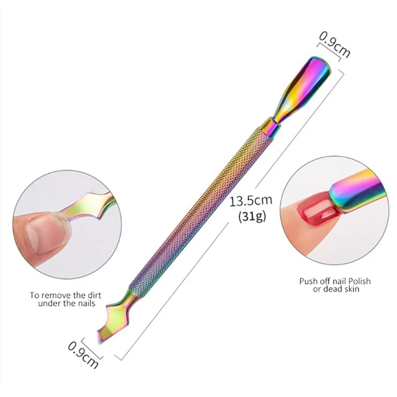 Rainbow Stainless Steel Nail Art Tools Cuticle Pusher Dead Skin Fork Gel Remover Nipper Pedicure Manicure Set
Rainbow Stainless Steel Nail Art Tools Cuticle Pusher Dead Skin Fork Gel Remover Nipper Pedicure Manicure Set