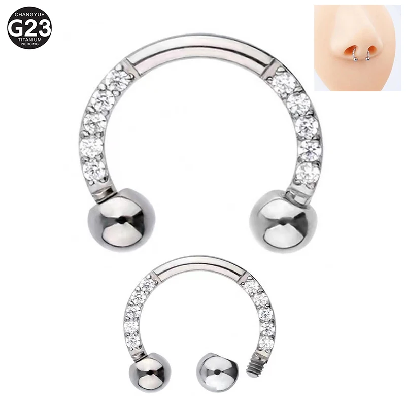 G23 Titanium Zircon Hoop Nose Ring Septum Lip Circular Barbell Horseshoe Ear Tragus Helix Earring Nose Piercing Body Jewelry
G23 Titanium Zircon Hoop Nose Ring Septum Lip Circular Barbell Horseshoe Ear Tragus Helix Earring Nose Piercing Body Jewelry