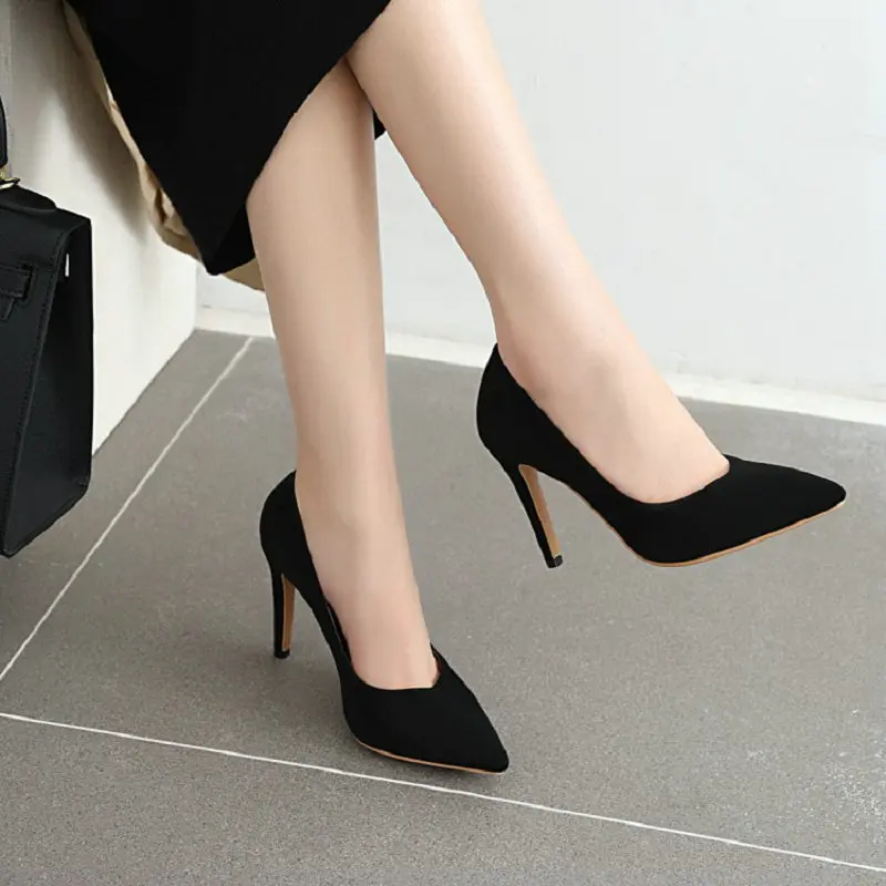 Pointed toe flock sexy ladies pumps 9cm super thin high heels office career woman shoes slip-on sapato feminino female stilettos
Pointed toe flock sexy ladies pumps 9cm super thin high heels office career woman shoes slip-on sapato feminino female stilettos