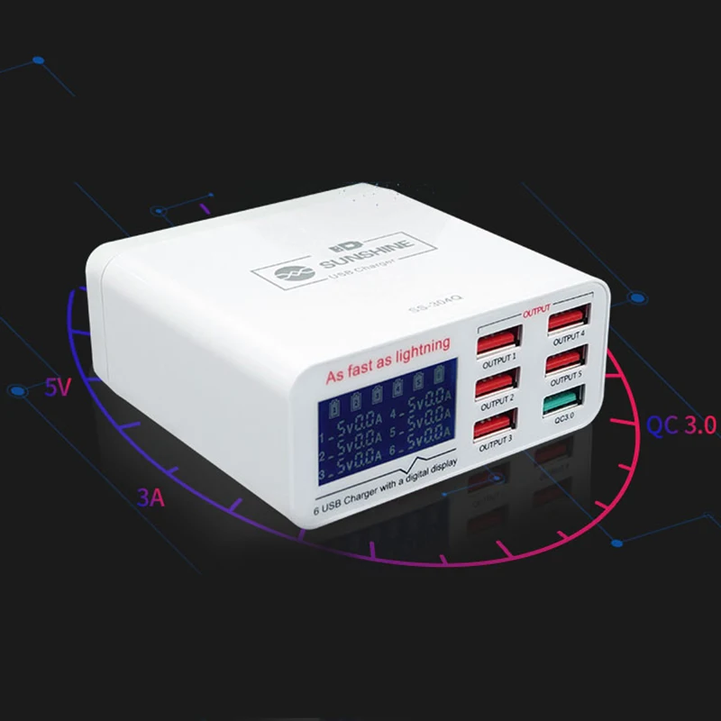Зарядное устройство USB быстрое зарядное с несколькими USB-портами 6 портов разъем