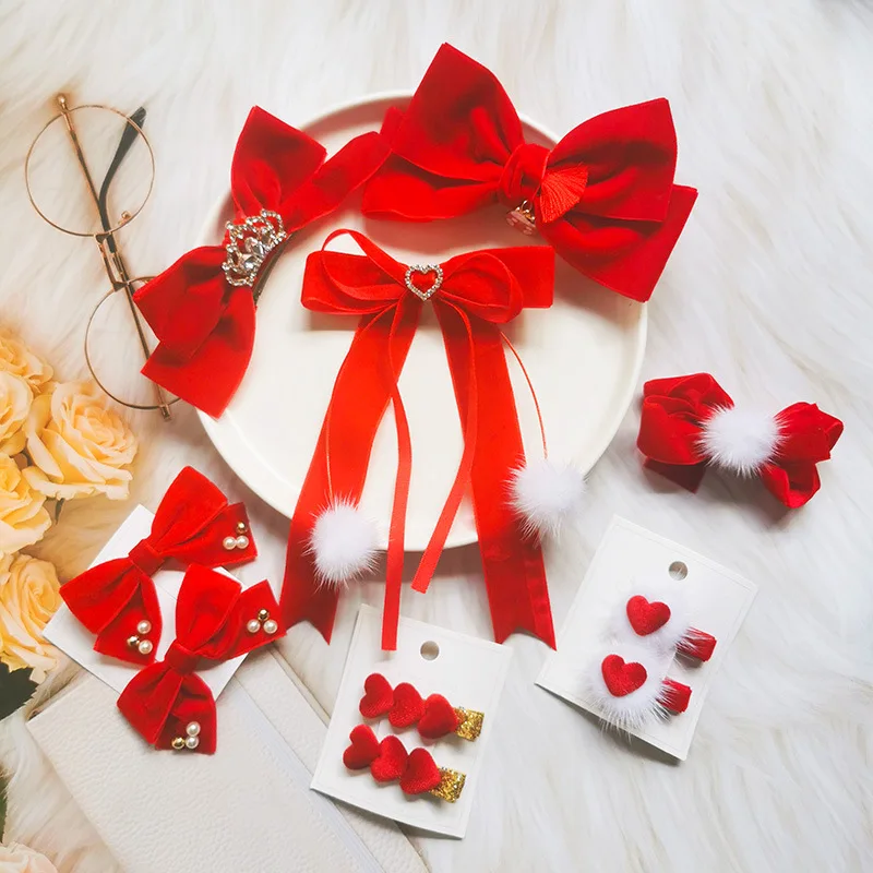 11pcs/lot Red Velvet Crown Princess Hair Bows Clips Pom Ball Tassel Hairpin Christmas Bowknot Barrettes Heart Hairgrips Headwear
11pcs/lot Red Velvet Crown Princess Hair Bows Clips Pom Ball Tassel Hairpin Christmas Bowknot Barrettes Heart Hairgrips Headwear