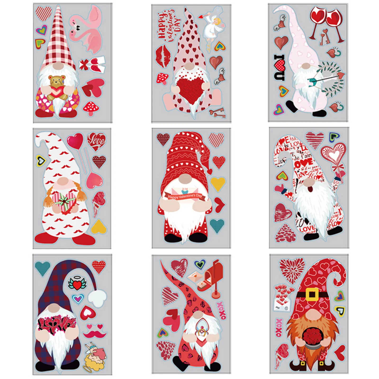 9 Sheets Valentines Day Gnome Window Door Glass Static Stickers Clings Decals for Home Shop Bar Party Decoration 20x30cm
9 Sheets Valentines Day Gnome Window Door Glass Static Stickers Clings Decals for Home Shop Bar Party Decoration 20x30cm