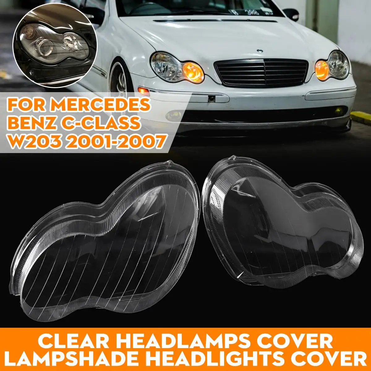 2PCS Car Headlight Clear Lens Lamp shade Cover For Mercedes Benz C Class W203 2001-2007 Headlamp Shell Lenses Car Accessories
2PCS Car Headlight Clear Lens Lamp shade Cover For Mercedes Benz C Class W203 2001-2007 Headlamp Shell Lenses Car Accessories