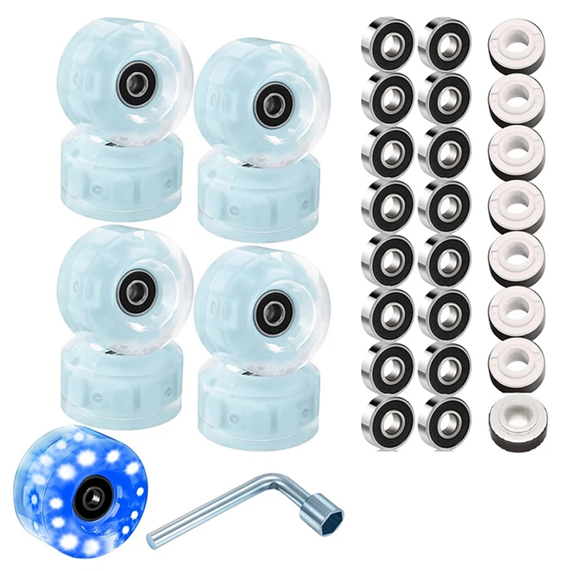 8 Piece LED Light Up Roller Skate Wheels Luminous Skate Wheels with Skate Roller Bearings 32 x 58 mm
8 Piece LED Light Up Roller Skate Wheels Luminous Skate Wheels with Skate Roller Bearings 32 x 58 mm