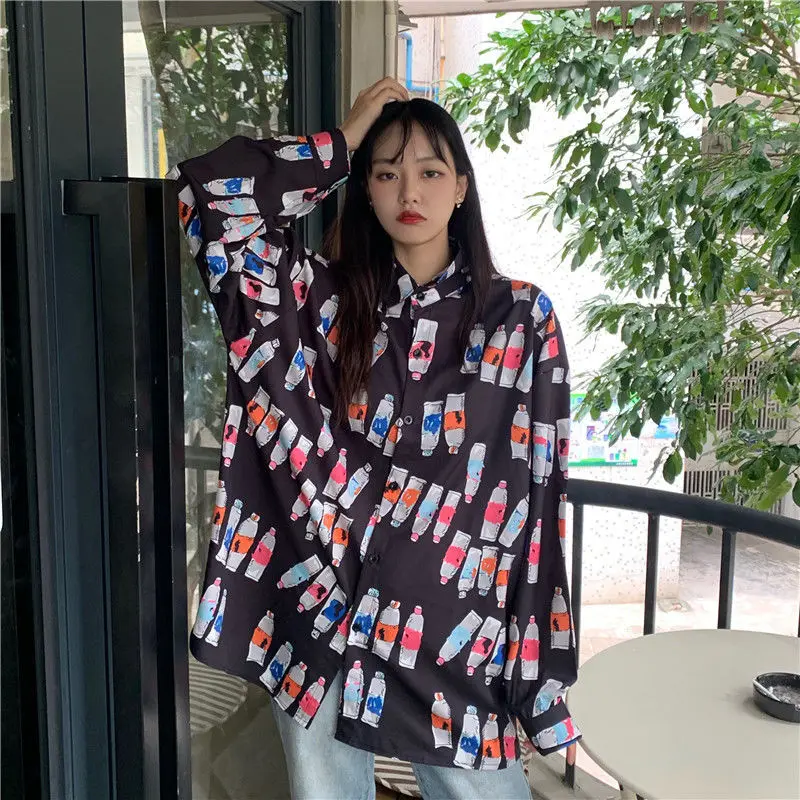 2021 Spring Summer Bottle Printing Blouse Hong Kong Style Long Sleeve Shirt Harajuku Fashion Women Button Up Korean Clothes Top
2021 Spring Summer Bottle Printing Blouse Hong Kong Style Long Sleeve Shirt Harajuku Fashion Women Button Up Korean Clothes Top