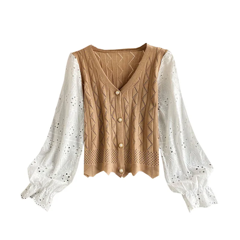 Kimutomo French Retro Knit Cardigans Women 2021 Autumn New Loose Casual Fashion Female V-neck Hollow Long Sleeve Top Thin
Kimutomo French Retro Knit Cardigans Women 2021 Autumn New Loose Casual Fashion Female V-neck Hollow Long Sleeve Top Thin