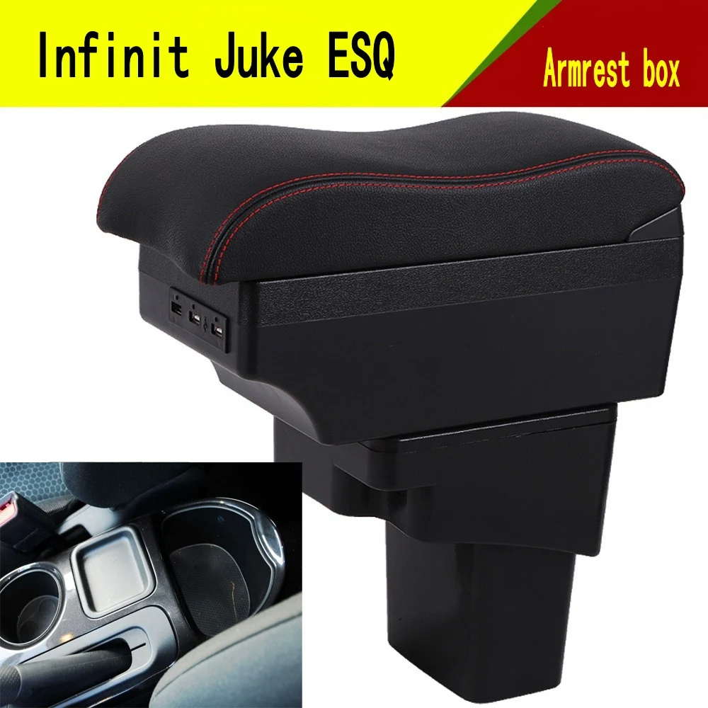 

For Nissan Juke Infiniti ESQ Armrest Box Arm Elbow Rest Center Console Storage with Phone Charging USB Interface Cup Holder