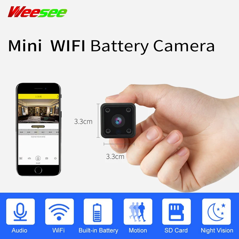 Weesee 720 P/1080 P Microshare Мини wifi батарея умная IP домашняя камера безопасности ширина