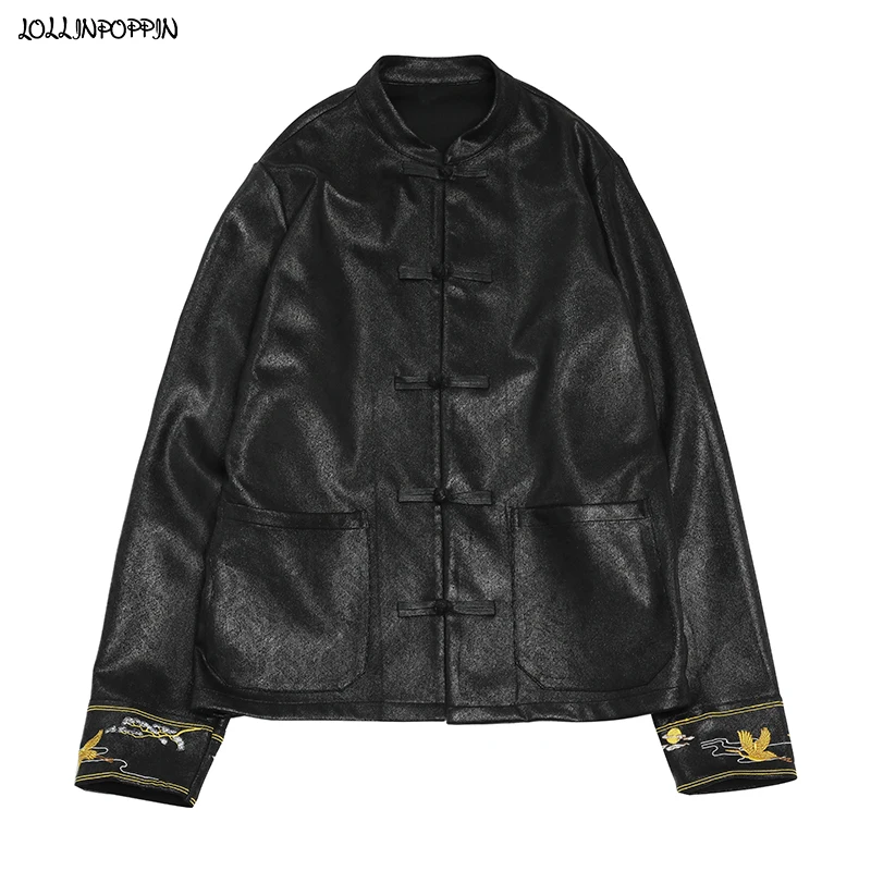 Куртка мужская с манжетами и вышивкой журавлей, уличная одежда из искусственной замши, черная туника с воротником-стойкой, на застежке лягу...
Куртка мужская с манжетами и вышивкой журавлей, уличная одежда из искусственной замши, черная туника с воротником-стойкой, на застежке лягу...