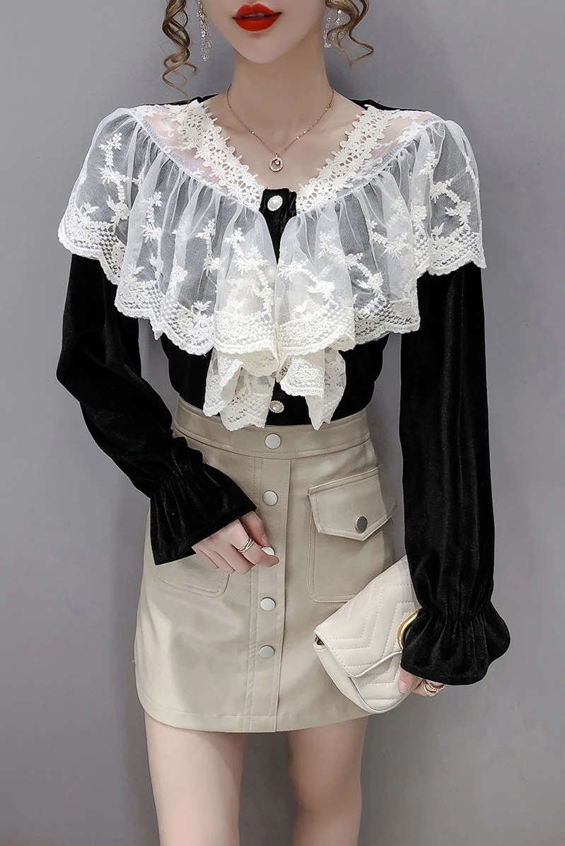 COIGARSAM Patchwork Shirt Womens tops Single Breasted Women shirts Khaki Black 6120
COIGARSAM Patchwork Shirt Womens tops Single Breasted Women shirts Khaki Black 6120