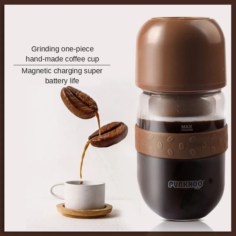 

Cafetera eléctrica portátil 3 en 1, molinillo de café, exprimidor automático para hogar, oficina, viaje, taza de café portátil
