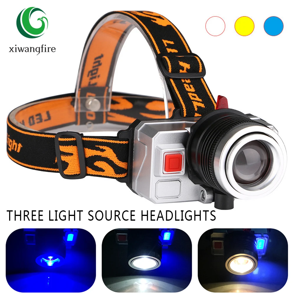 Portable XPE LED Headlamp USB Rechargeable Fishing Headlight Yellow/white/blue 3-color Headlight Flashlight Fishing Torches
Portable XPE LED Headlamp USB Rechargeable Fishing Headlight Yellow/white/blue 3-color Headlight Flashlight Fishing Torches